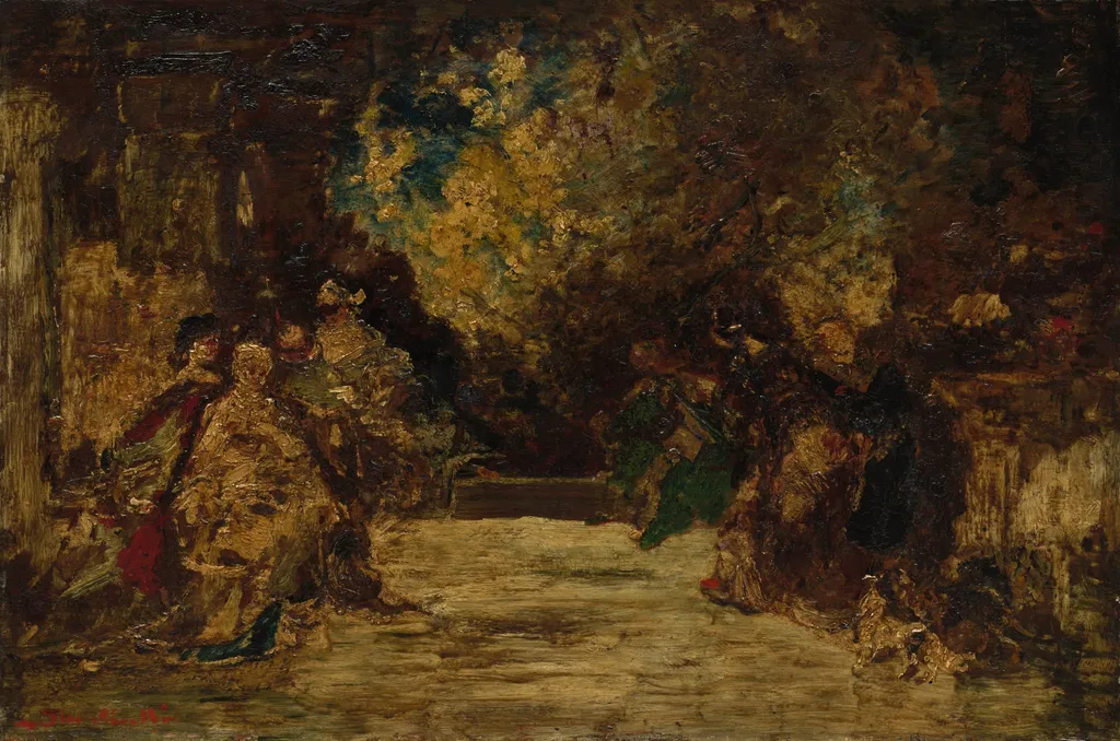 Figures on a Terrace, by Adolphe Joseph Thomas Monticelli, unspecified, 1855
