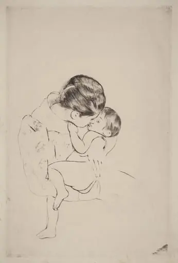 Mother's Kiss, by Mary Cassatt, ink, 1890