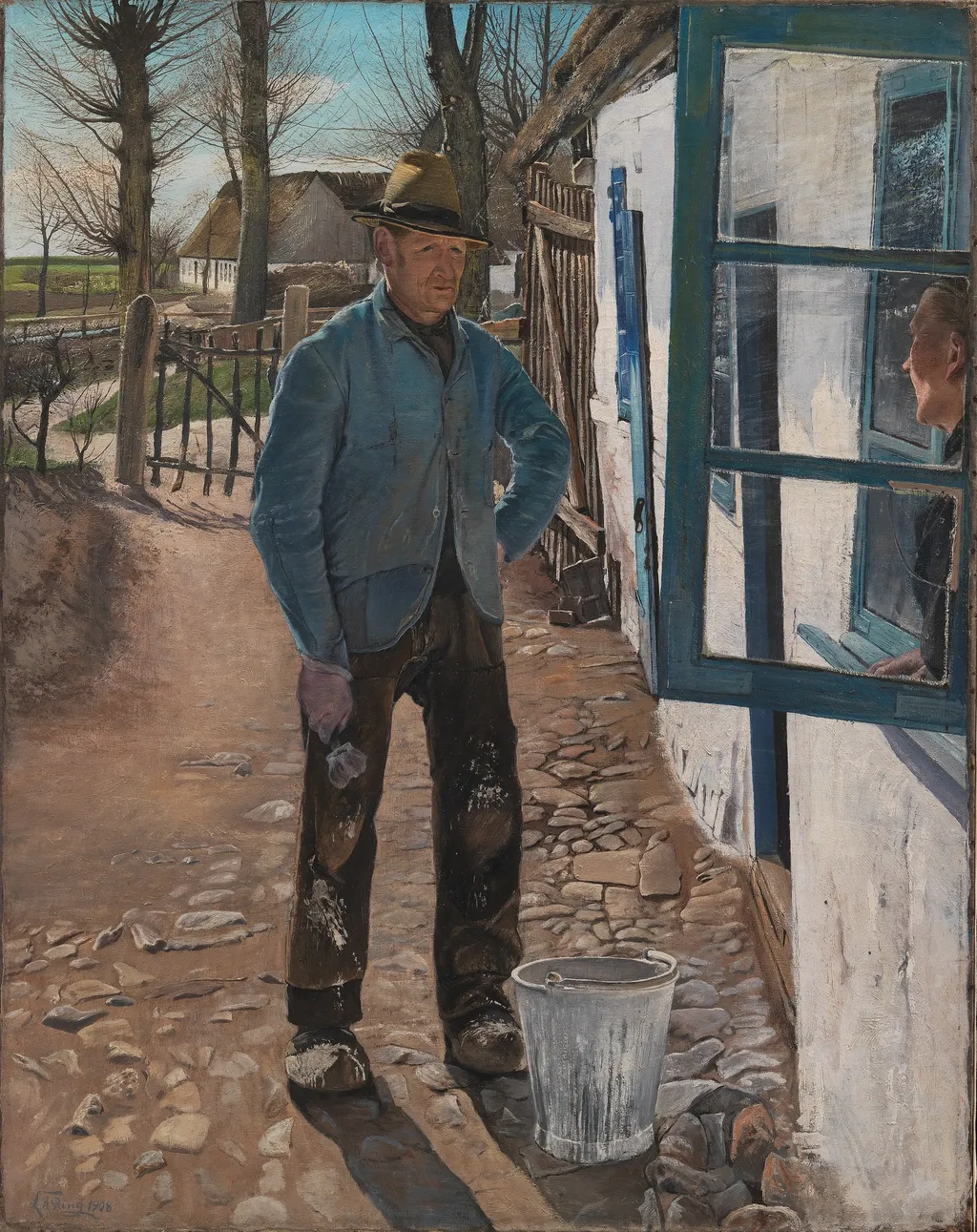 Whitewashing the Old House, by Laurits Andersen Ring, oil, 1908
