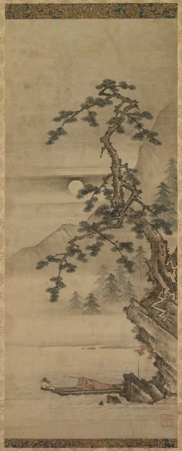 Playing Flute in Moonlight, detail