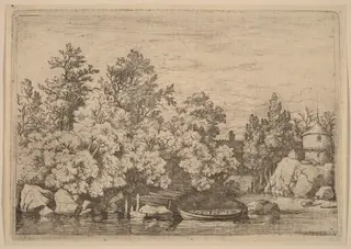 The Cudgel Dam and Covered Bridge, by Allart van Everdingen, ink, 1650