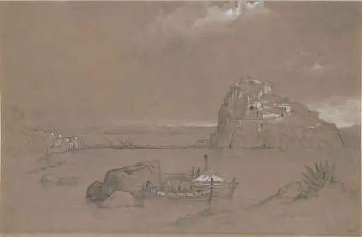 The Castle of Ischia, Bay of Naples, by David Roberts, watercolor, 1825