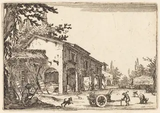 Courtyard of a Farm, by Jacques Callot, ink, 1622
