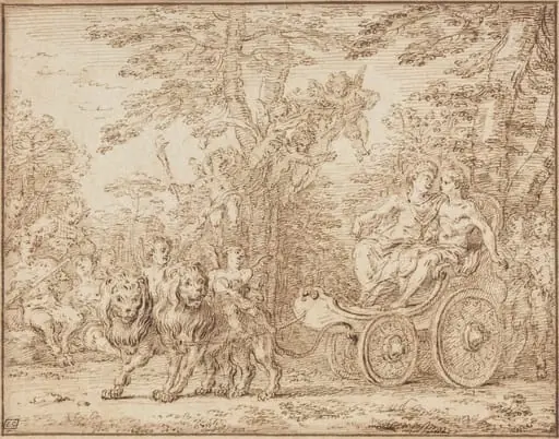 The Triumph of Marriage, by Claude Gillot, ink, 1698