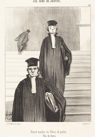 Grand escalier du Palais de justice.  Vue de face, by Honoré Daumier, ink, 1848