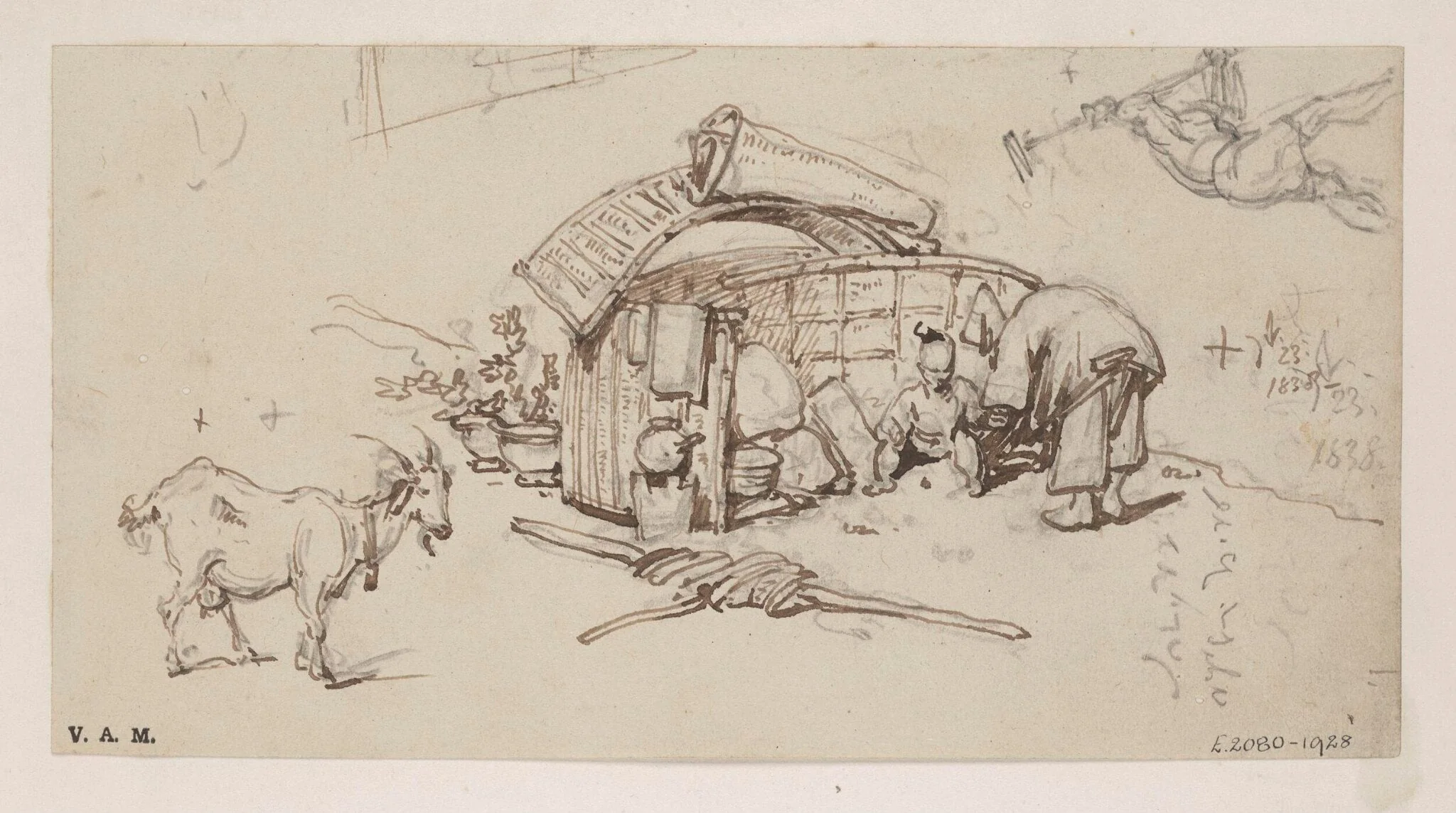 A beached Tanka boat adapted as a dwelling, detail