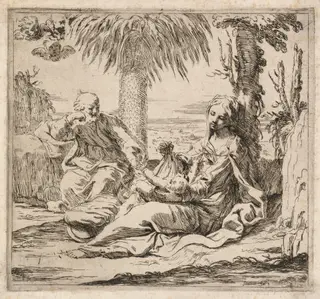 Rest on the Flight into Egypt, by Elisabetta Sirani, 1660