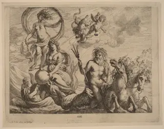 Neptune with Two Horses on the Sea, by Cornelis Schut I, ink, 1626