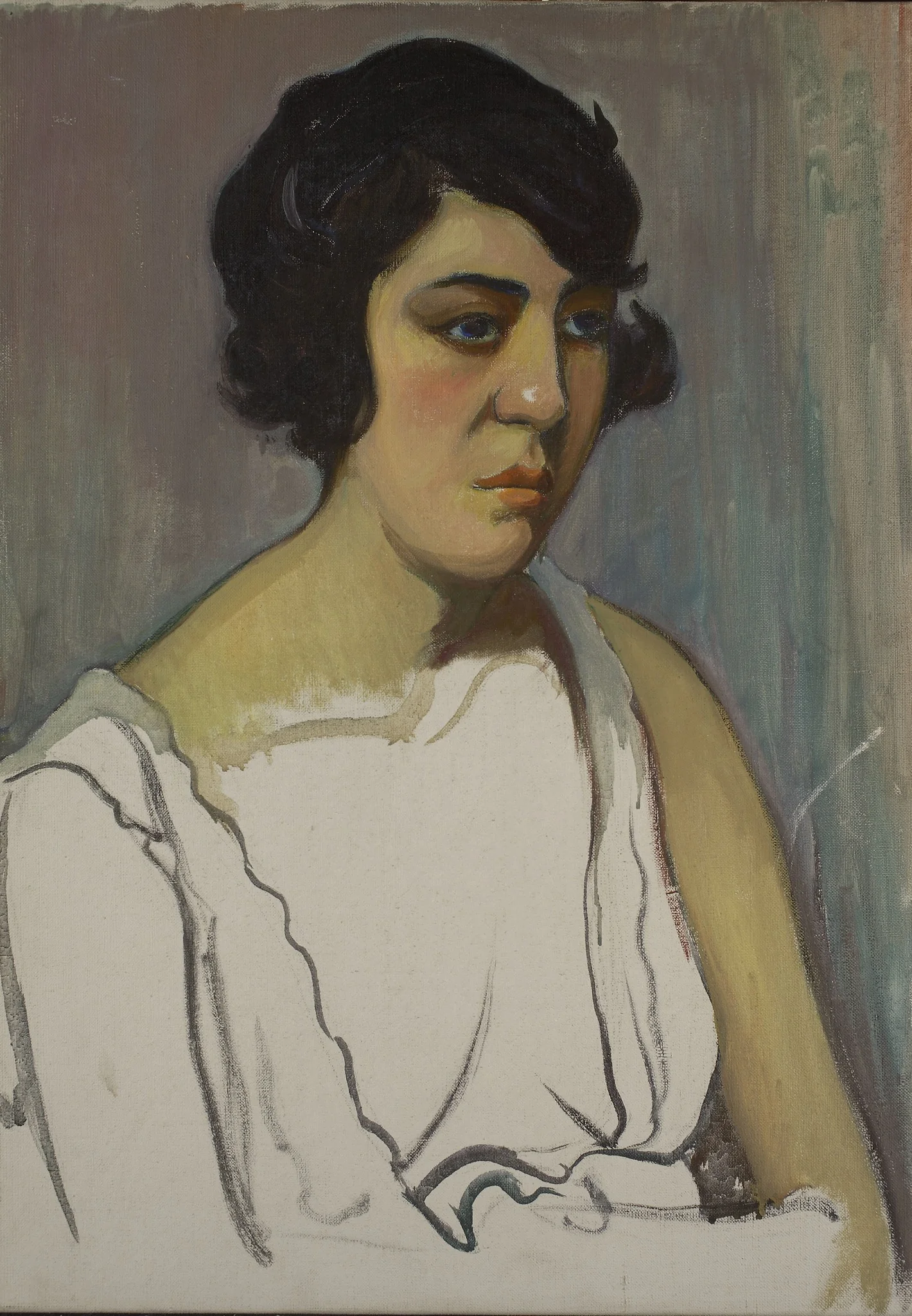 Head of a brunette, detail