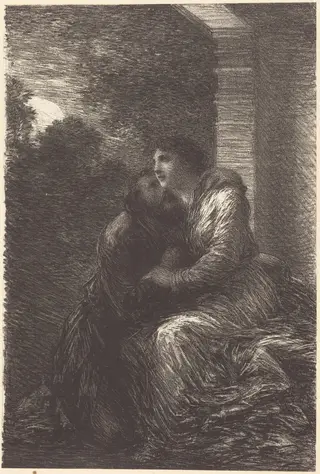 Love Scene from Act III of "Lohengrin", by Henri Fantin-Latour, ink, 1886