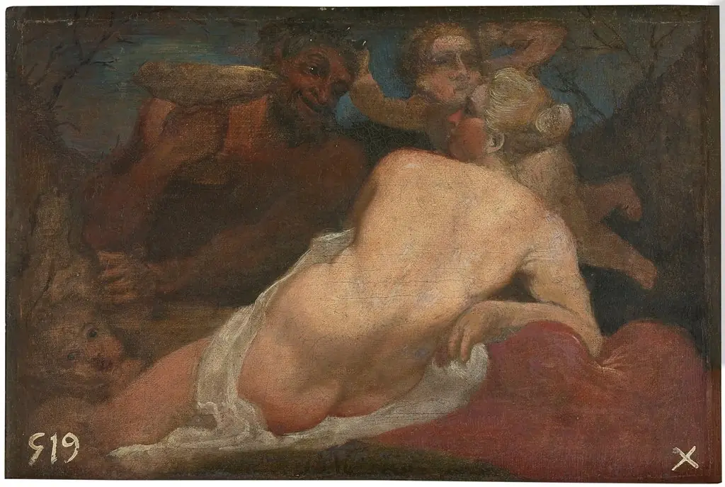 Venus and a Satyr, by Annibale Carracci, oil, 1569