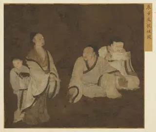 名繪集珍　冊 　隋展子虔授經圖, by Zhan Ziqian, unspecified, 593