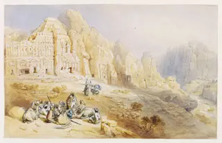 Principal range of tombs, by William Henry Bartlett, watercolor, 1846