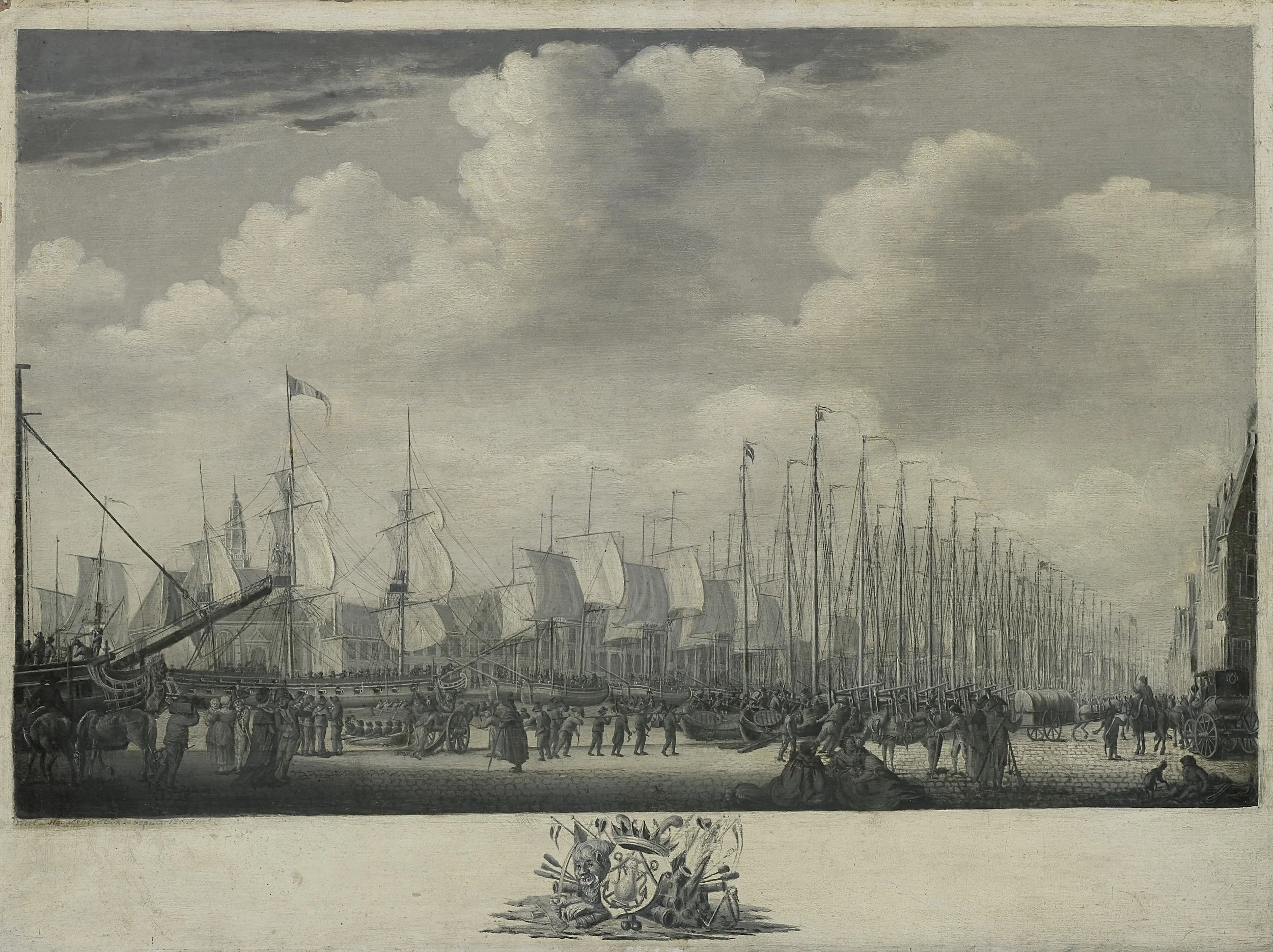 Manning the Fleet in the Harbor of Flushing, 1804, detail