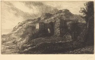Ruins of a Chateau (Les ruines du chateau), by Alphonse Legros, ink, 1874
