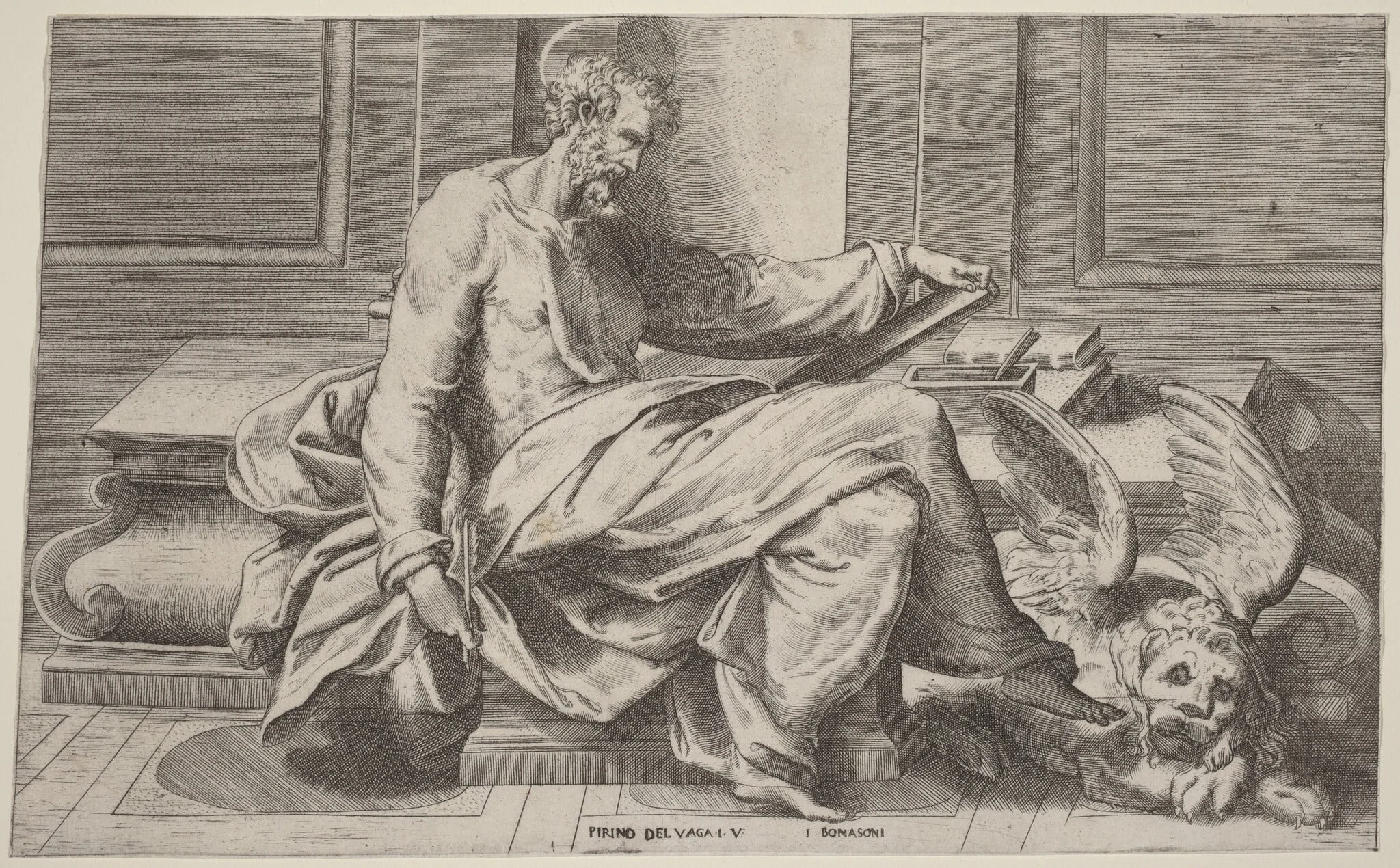 Saint Mark Writing His Gospels, detail