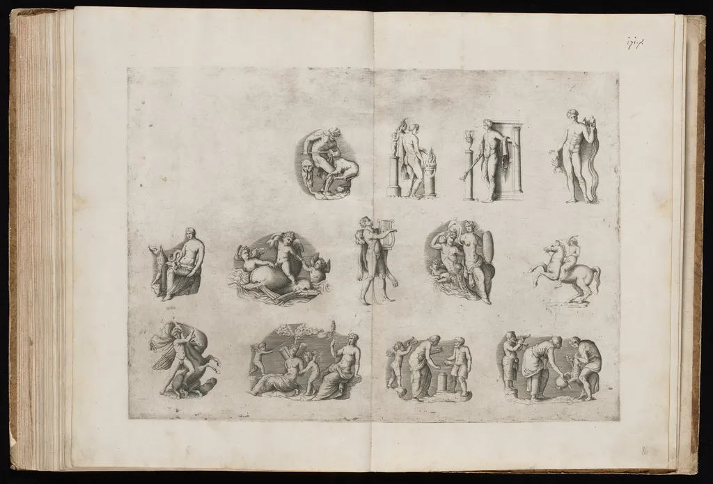 Fragments from Ancient Cameos in the Grimani Collection [Plate II], by Enea Vico, ink, 1556