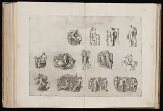 Fragments from Ancient Cameos in the Grimani Collection [Plate II], by Enea Vico, ink, 1556