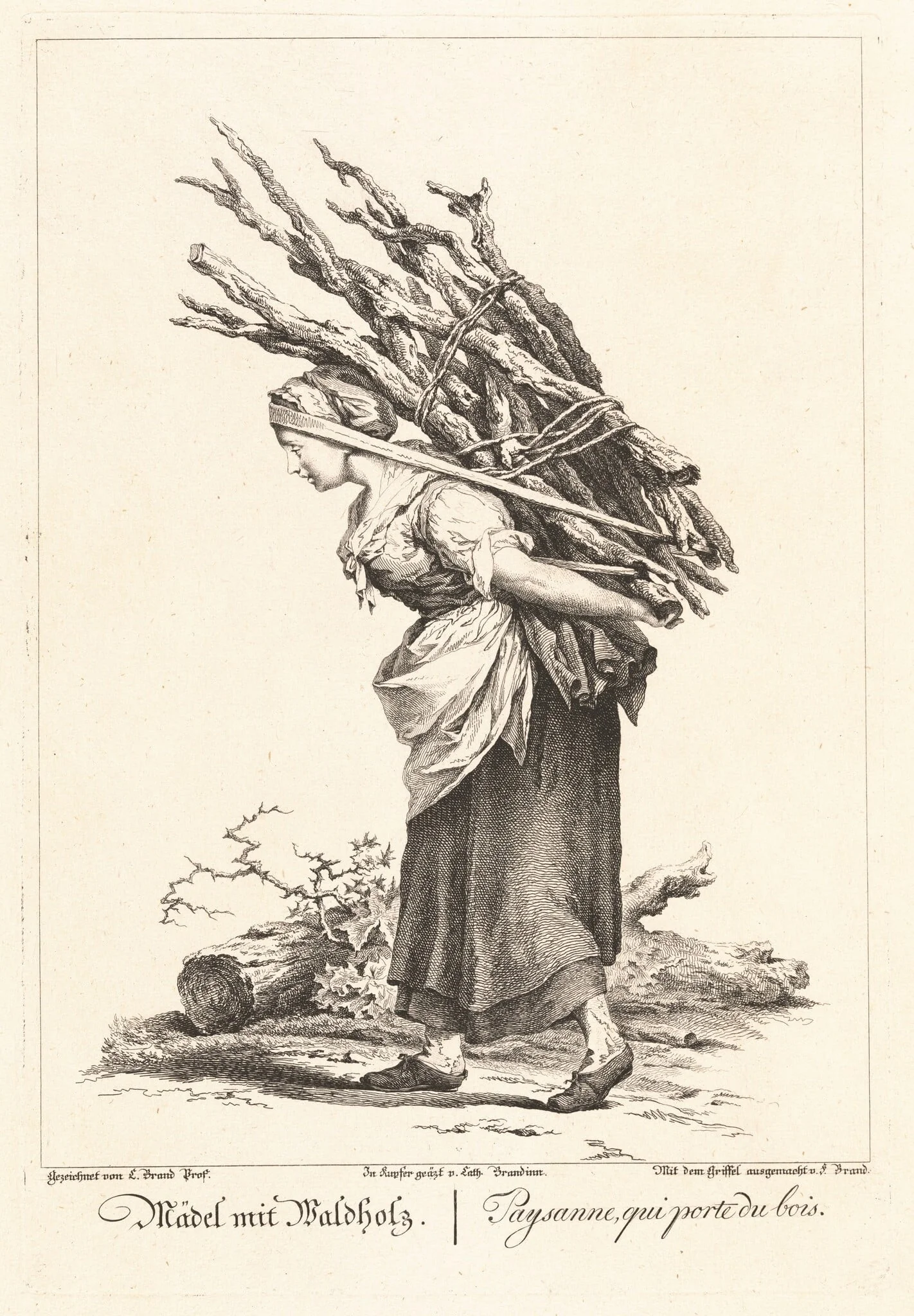 Mädel mit Waldholz (Peasant Girl Carrying Wood), detail