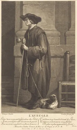 The Blind Beggar, by Pierre Louis de Surugue, ink, 1741