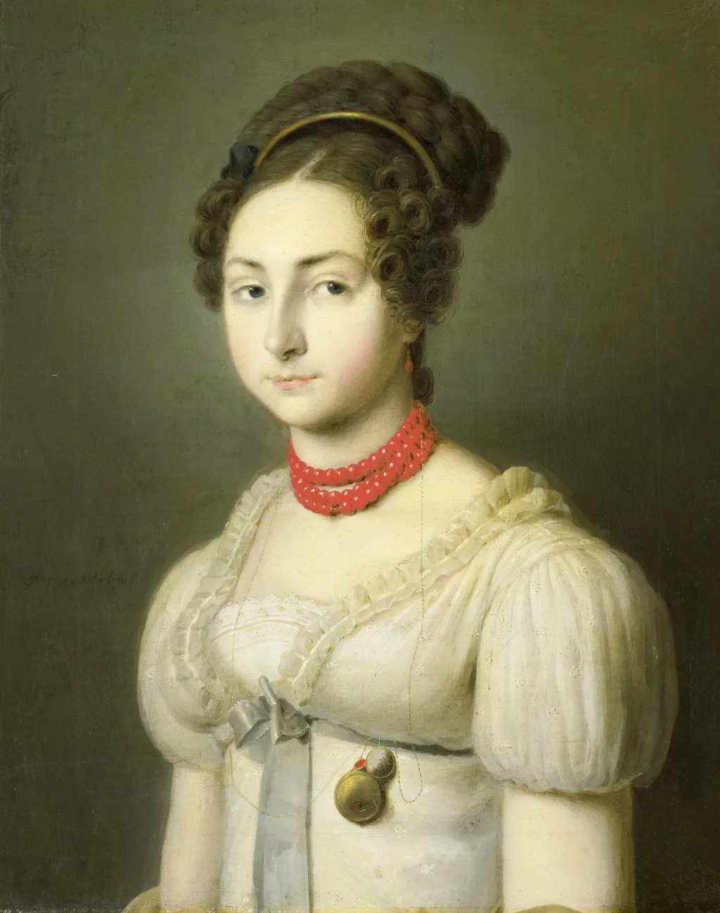 Portrait of Jacoba van Wessem, Wife of Lord Stumphius, Burgomaster of Beverwijk, by Dirk van Oosterhoudt, oil, 1825