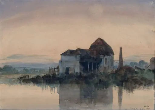 Paper Mill, near Oxford, by Edward William Cooke, watercolor, 1835