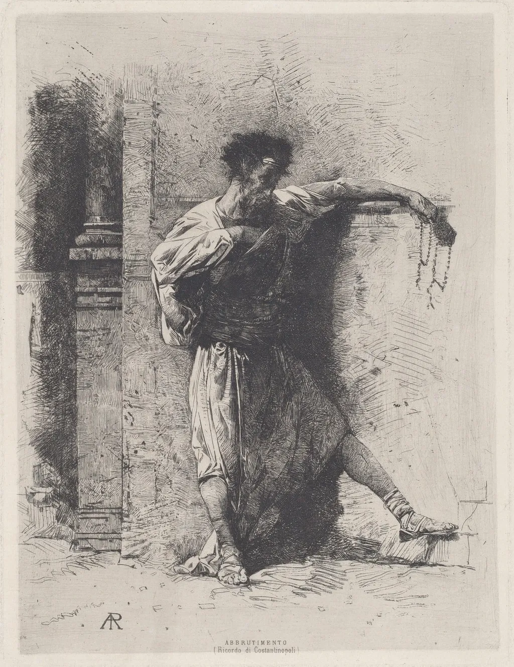 Abbrutimento  (Ricordo di Constantinopoli) [Brutalization (Souvenir of Constantinople)], by Alberto Pasini, ink, 1870