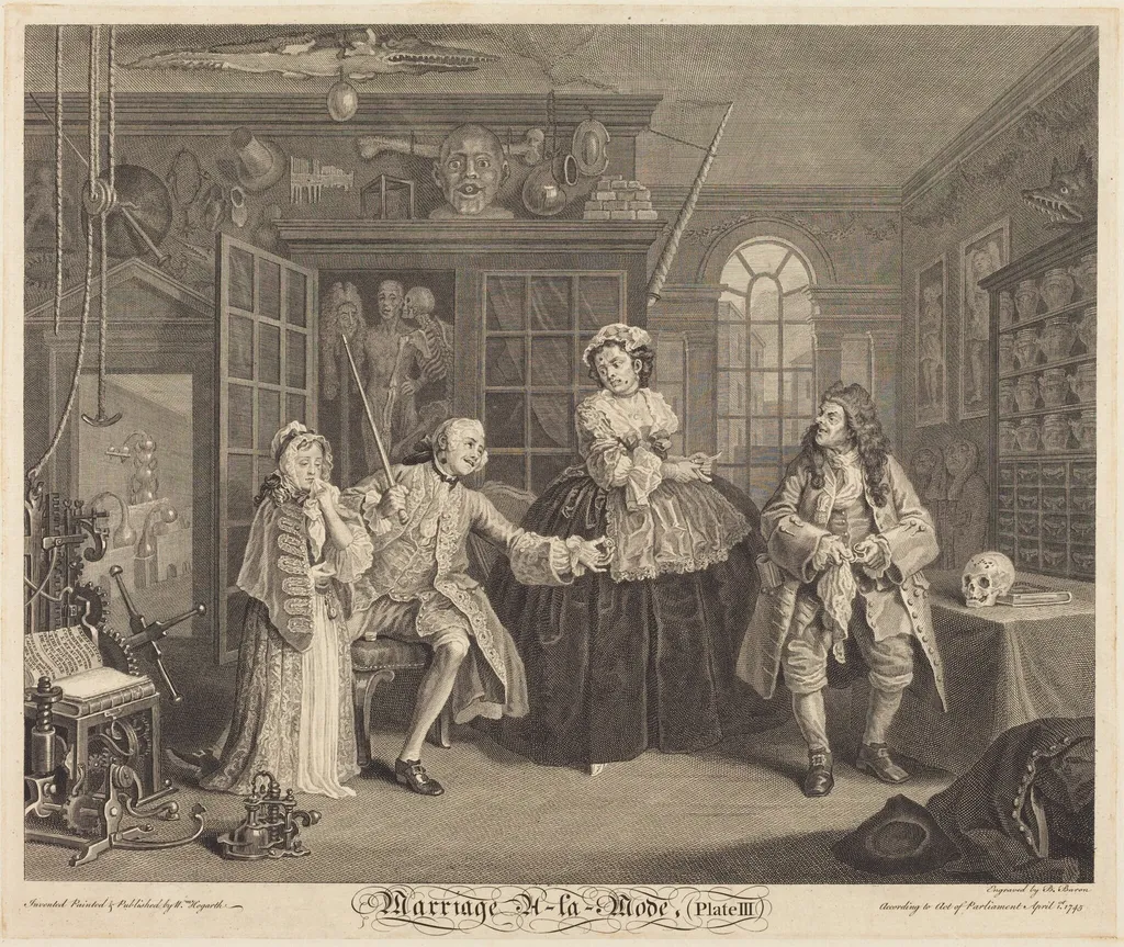 Marriage a la Mode: pl. 3, by Bernard Baron, ink, 1745