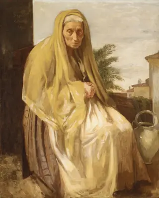 The Old Italian Woman, by Edgar Degas, oil, 1857
