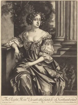 The Right Honorable Elizabeth Countess of Northumberland, by Isaak Beckett, ink, 1684
