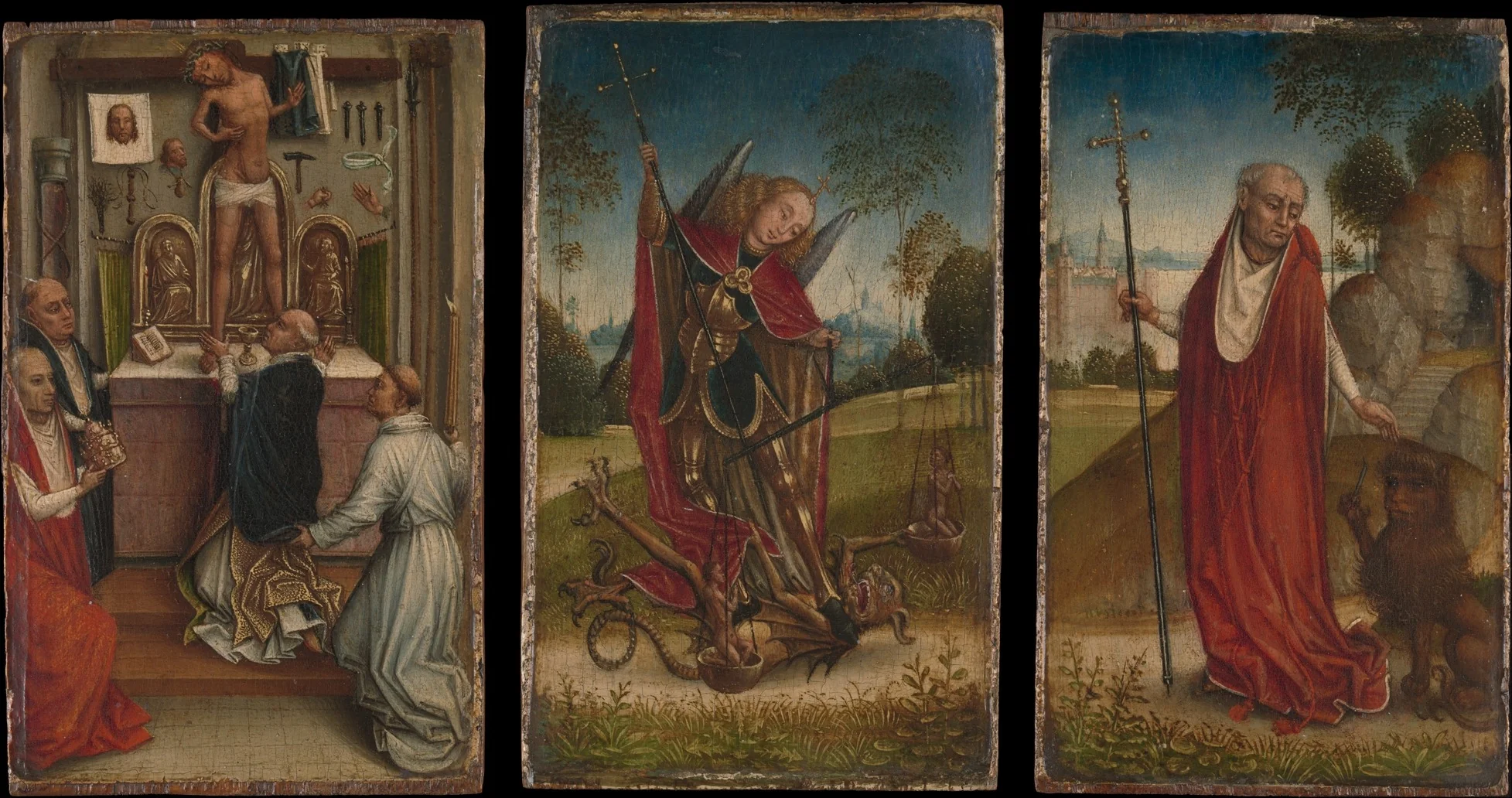 Saint Michael; The Mass of Saint Gregory; Saint Jerome, detail