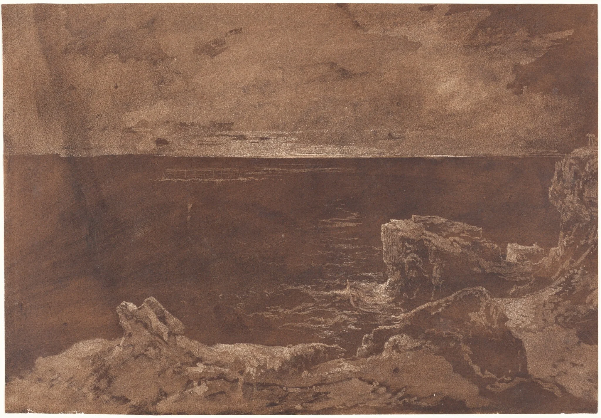 A Rocky Coast by Moonlight, detail