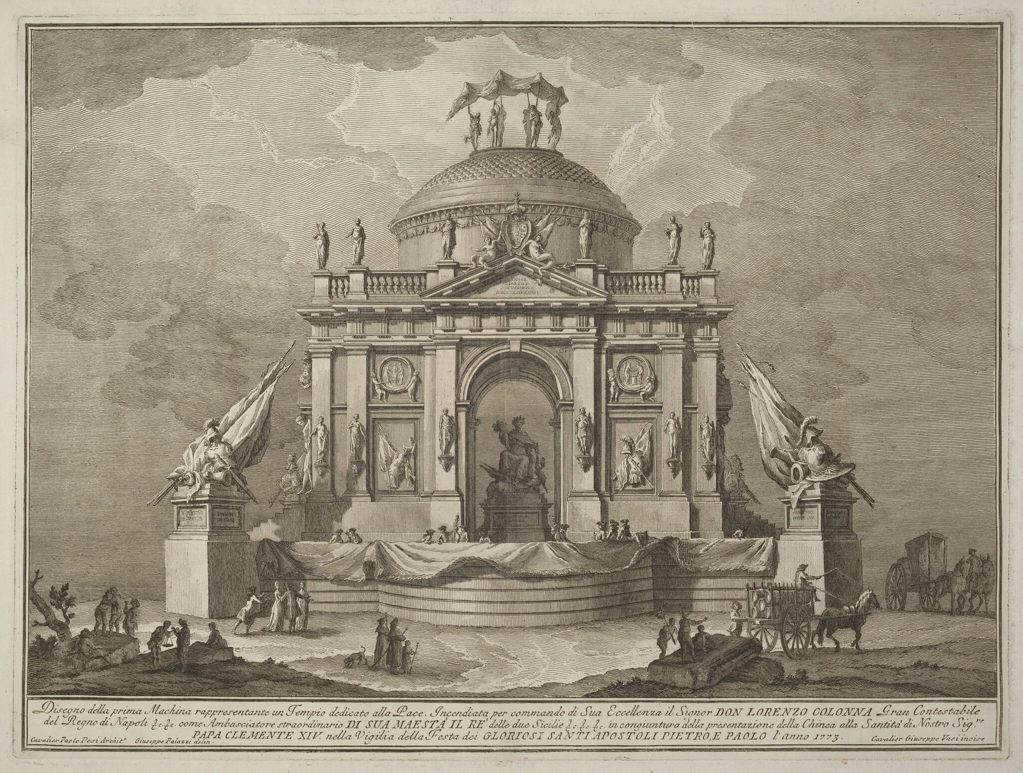 The Prima Macchina for the Chinea of 1773: The Temple of Peace, detail