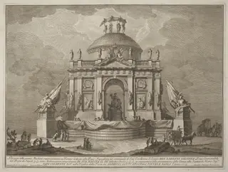 The Prima Macchina for the Chinea of 1773: The Temple of Peace, by Giuseppe Vasi, ink, 1773