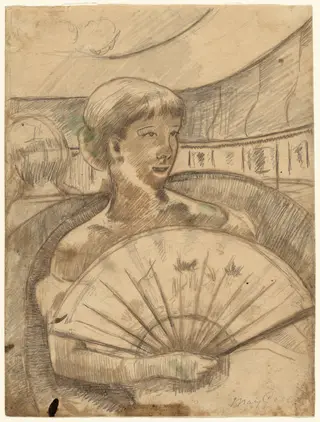 In the Opera Box (No. 3) [recto], by Mary Cassatt, graphite, 1880