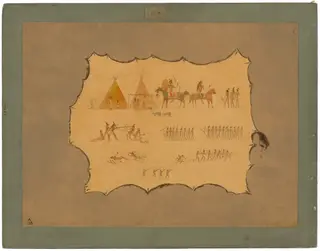 Facsimile of a Cheyenne Robe, by George Catlin, oil, 1865