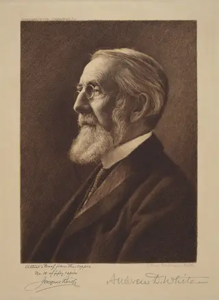 Andrew D. White, by Jacques Reich, ink, 1888