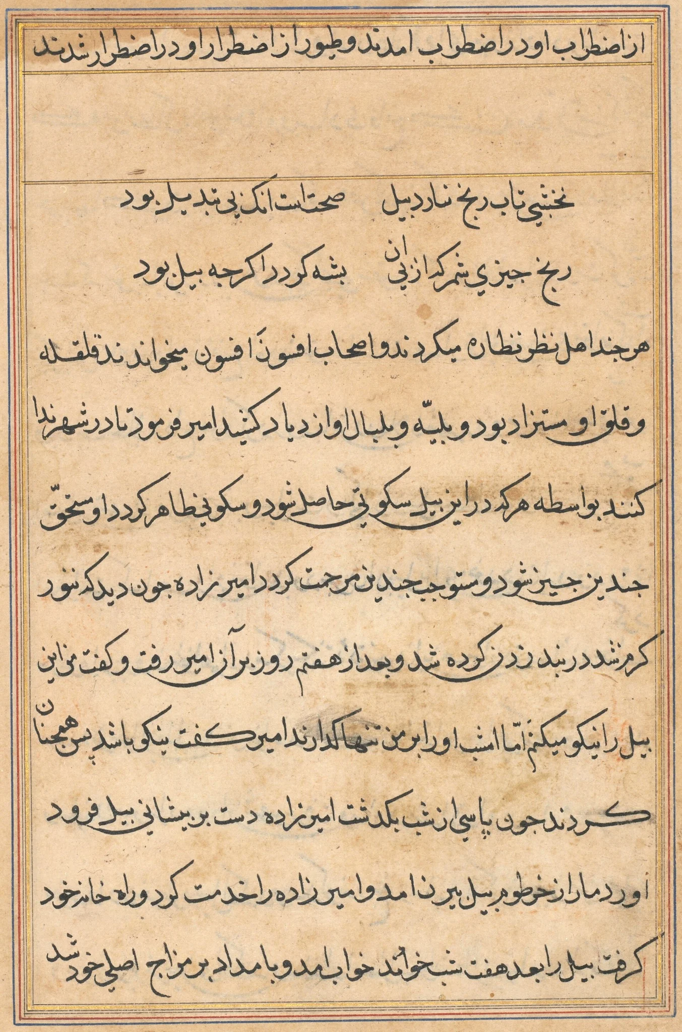 Page from Tales of a Parrot (Tuti-nama): text page, detail