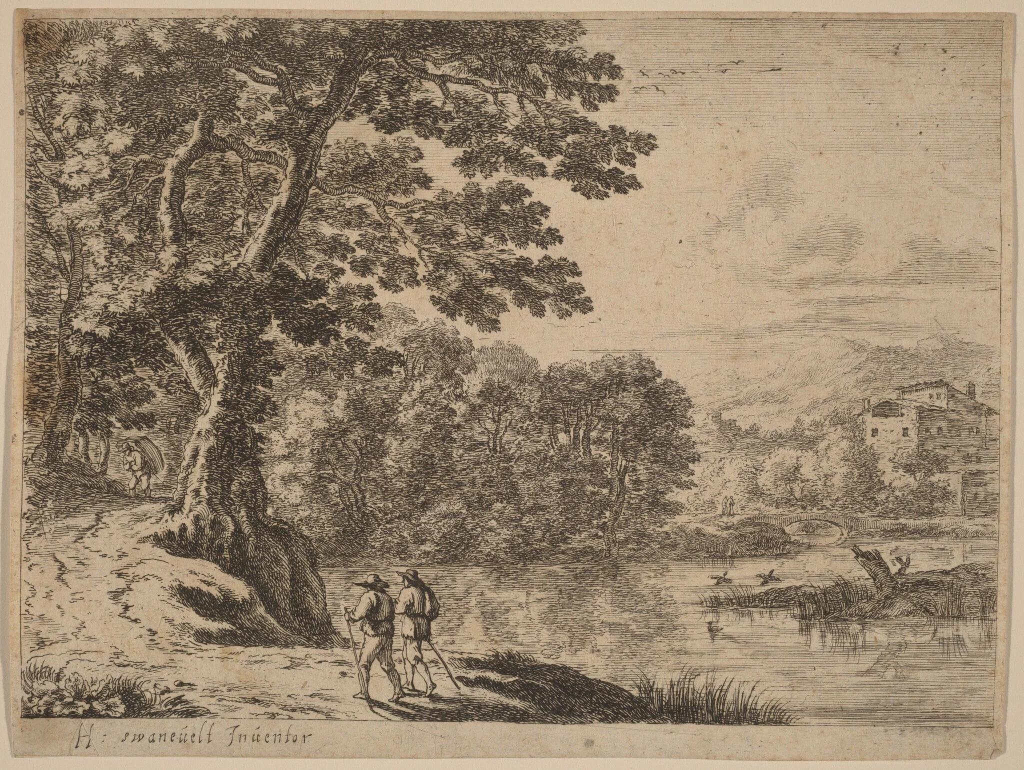 Two Travelers and a Peddler, detail