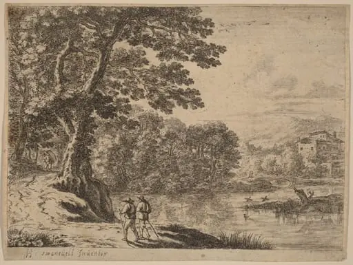 Two Travelers and a Peddler, by Dutch 17th Century, ink, 1650