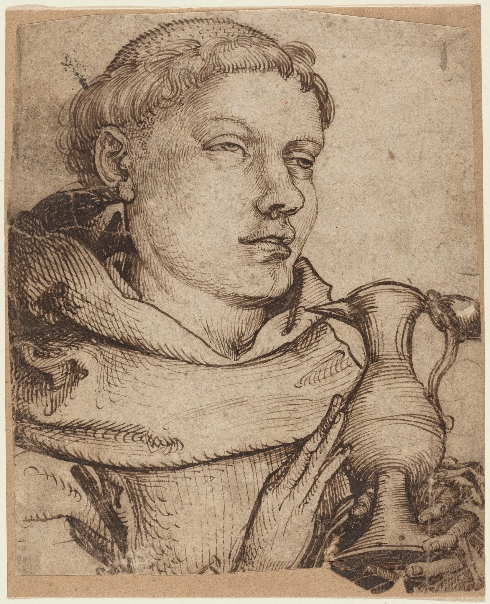 Bust of a Monk Assisting at Communion, detail