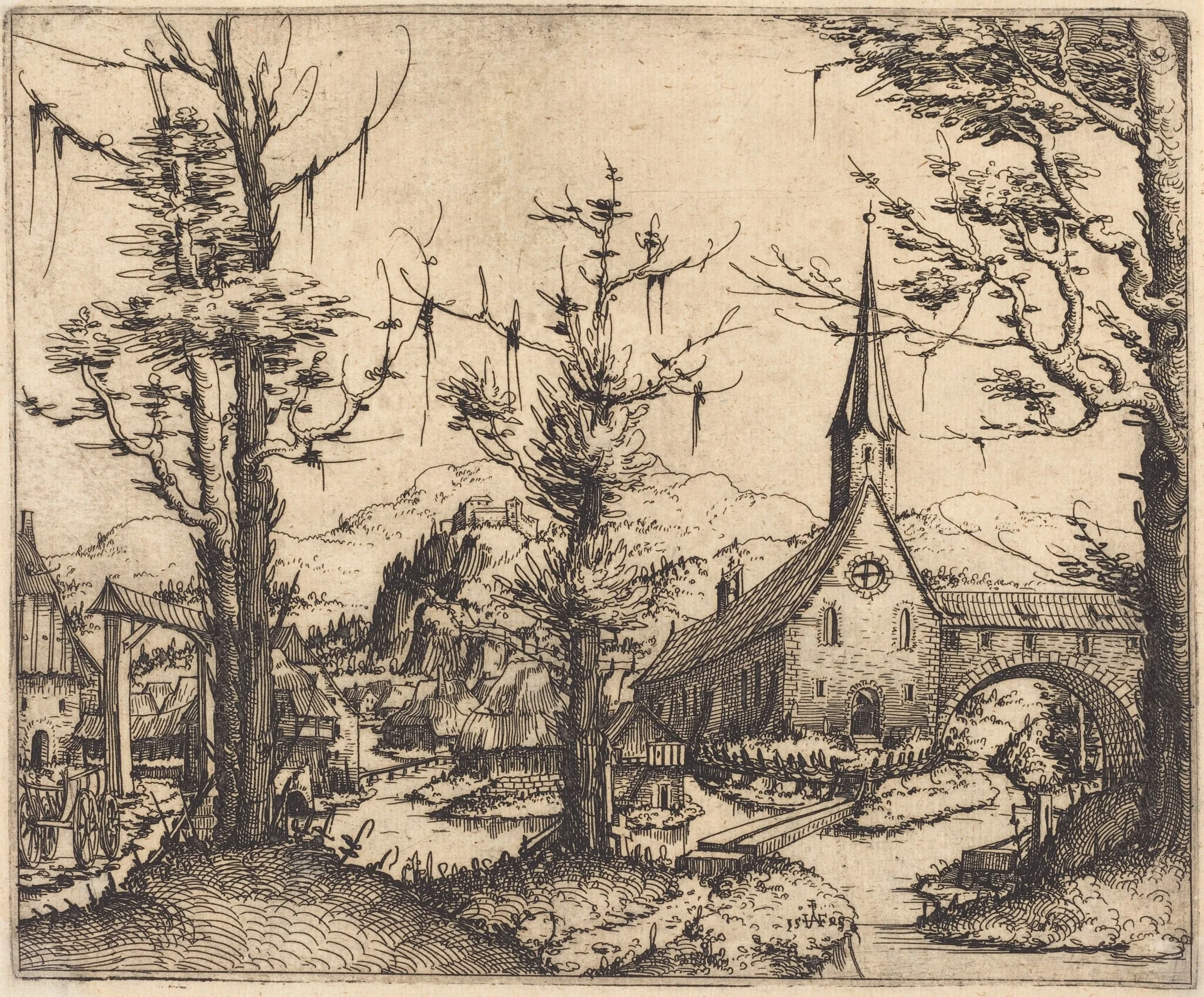 Landscape with a Village Church, detail