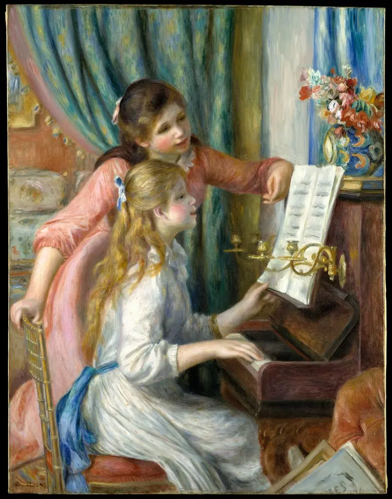 Two Young Girls at the Piano, by Auguste Renoir, oil, 1896