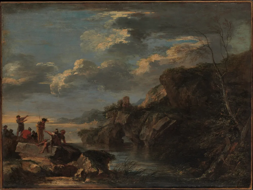 Bandits on a Rocky Coast, by Salvator Rosa, oil, 1657