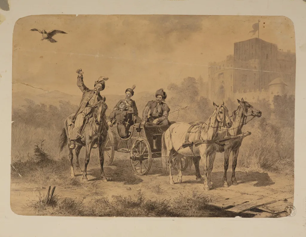 Hunt with a falcon, by Józef Brandt, unspecified, 1888