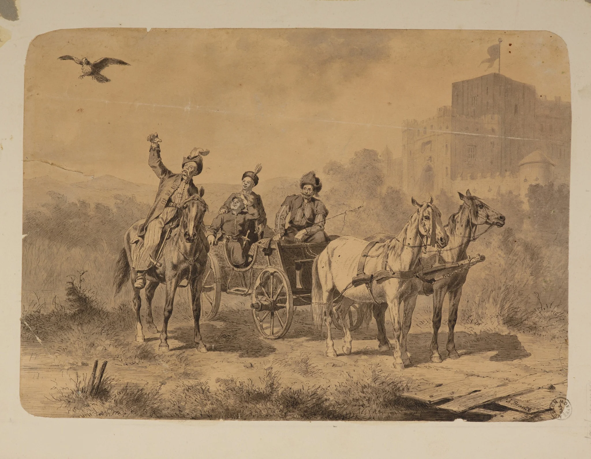 Hunt with a falcon, detail