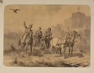 Hunt with a falcon, by Józef Brandt, unspecified, 1888