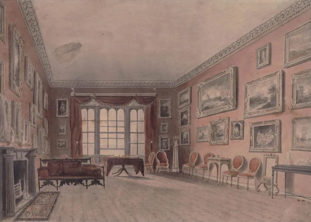 The Gallery at the Browsholme, near Clitheroe, by John Chessell Buckler, watercolor, 1809