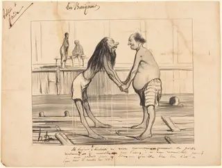 Eh bonjour! enchanté de vous rencontrer..., by Honoré Daumier, ink, 1840
