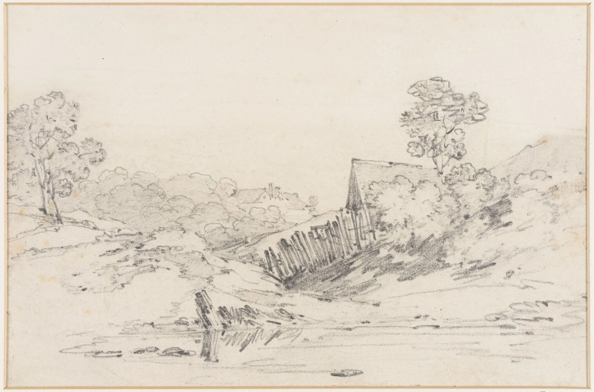 Cottage and landscape at Chirk, North Wales, detail
